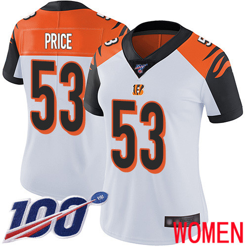 Cincinnati Bengals Limited White Women Billy Price Road Jersey NFL Footballl #53 100th Season Vapor Untouchable